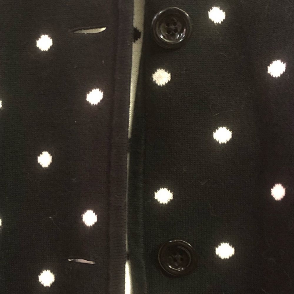 Talbots Sweater/Jacket Black White Polka Dot Size 1X Stand Up Neck Button Front - Picture 2 of 6